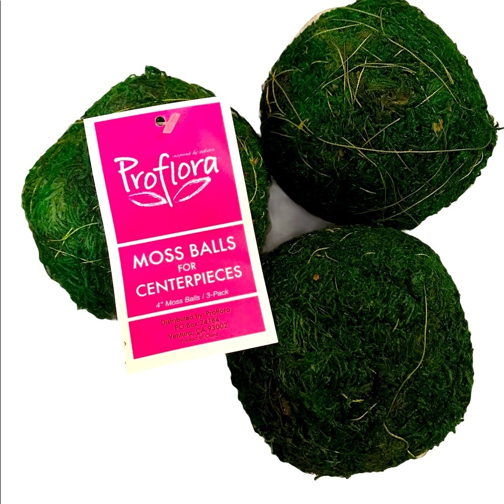 Proflora 3-Pack Moss Balls With Gold Threading New